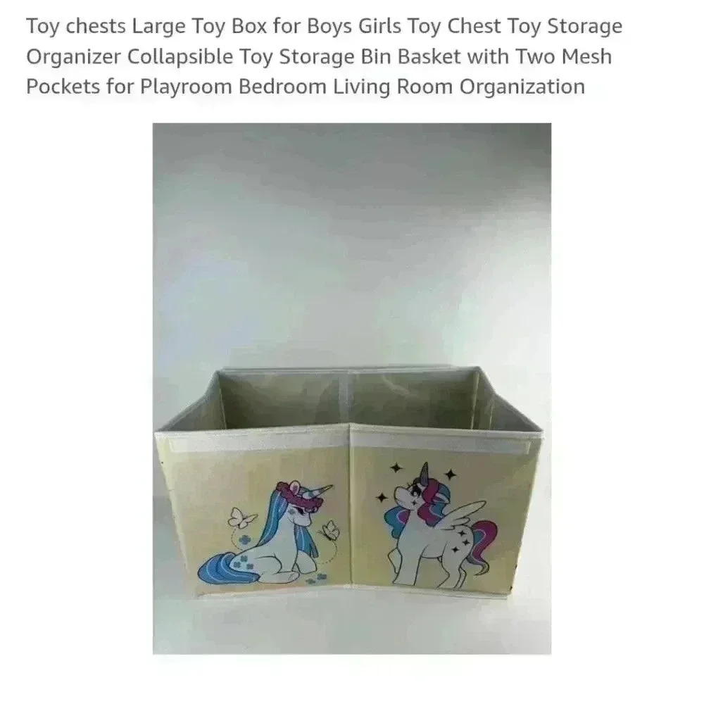 Large Beige Unicorn Toy Storage Box‎ Collapsible